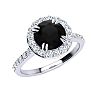 2 Carat Round Shape Halo Black Moissanite Engagement Ring In 14 Karat White Gold Image-2