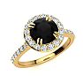2 Carat Round Shape Halo Black Moissanite Engagement Ring In 14 Karat Yellow Gold Image-2