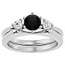 3/4 Carat Black Moissanite Solitaire Ring With 1/5 Carat Enhancer In 14 Karat White Gold Image-1