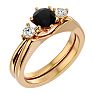 3/4 Carat Black Moissanite Solitaire Ring With 1/5 Carat Enhancer In 14 Karat Yellow Gold Image-2