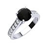 2 Carat Round Shape Black Moissanite Engagement Ring In 14 Karat White Gold Image-2