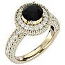 2 3/4 Carat Black Moissanite Halo Engagement Ring In 14 Karat Yellow Gold Image-2