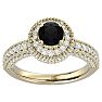 1 3/4 Carat Black Moissanite Halo Engagement Ring In 14 Karat Yellow Gold Image-1