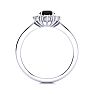 1 1/2 Carat Round Shape Flower Halo Black Diamond Engagement Ring In 14K White Gold Image-3