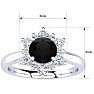 1 1/2 Carat Round Shape Flower Halo Black Diamond Engagement Ring In 14K White Gold Image-5