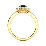 1 1/2 Carat Round Shape Flower Halo Black Diamond Engagement Ring In 14K Yellow Gold Image-3