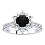 2 Carat Round Shape Flower Halo Black Diamond Engagement Ring In 14K White Gold Image-1