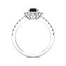 2 Carat Round Shape Flower Halo Black Diamond Engagement Ring In 14K White Gold Image-3
