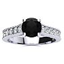 1 1/2 Carat Round Shape Black Diamond Engagement Ring In 14 Karat White Gold Image-1