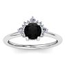 1 Carat Black Diamond Engagement Ring With Crown In 14 Karat White Gold Image-1