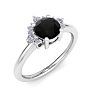 1 Carat Black Diamond Engagement Ring With Crown In 14 Karat White Gold Image-2