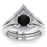 1 1/5 Carat Black Diamond Bridal Set With Crown In 14 Karat White Gold Image-1