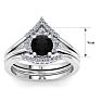 1 1/5 Carat Black Diamond Bridal Set With Crown In 14 Karat White Gold Image-5