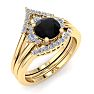 1 1/5 Carat Black Diamond Bridal Set With Crown In 14 Karat Yellow Gold Image-2