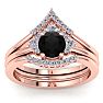 1 1/5 Carat Black Diamond Bridal Set With Crown In 14 Karat Rose Gold Image-1