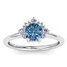 1 Carat Blue Diamond Engagement Ring With Crown In 14 Karat White Gold Image-1