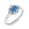 1 Carat Blue Diamond Engagement Ring With Crown In 14 Karat White Gold Image-2