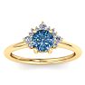 1 Carat Blue Diamond Engagement Ring With Crown In 14 Karat Yellow Gold Image-1
