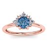 1 Carat Blue Diamond Engagement Ring With Crown In 14 Karat Rose Gold Image-1