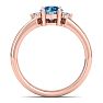 1 Carat Blue Diamond Engagement Ring With Crown In 14 Karat Rose Gold Image-3