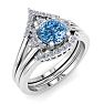 1 1/5 Carat Blue Diamond Bridal Set With Crown In 14 Karat White Gold Image-2