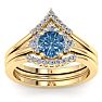 1 1/5 Carat Blue Diamond Bridal Set With Crown In 14 Karat Yellow Gold Image-1