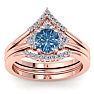 1 1/5 Carat Blue Diamond Bridal Set With Crown In 14 Karat Rose Gold Image-1