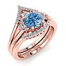 1 1/5 Carat Blue Diamond Bridal Set With Crown In 14 Karat Rose Gold Image-2