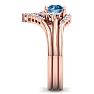 1 1/5 Carat Blue Diamond Bridal Set With Crown In 14 Karat Rose Gold Image-4