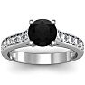 1 1/2 Carat Round Shape Black Diamond Engagement Ring In 14 Karat White Gold Image-1