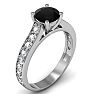 1 1/2 Carat Round Shape Black Diamond Engagement Ring In 14 Karat White Gold Image-2