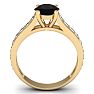 1 1/2 Carat Round Shape Black Diamond Engagement Ring In 14 Karat Yellow Gold Image-4