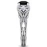 1 1/4 Carat Round Shape Black Diamond Intricate Vine Engagement Ring In 14 Karat White Gold Image-4