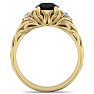 1 1/4 Carat Round Shape Black Diamond Intricate Vine Engagement Ring In 14 Karat Yellow Gold Image-3
