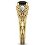 1 1/4 Carat Round Shape Black Diamond Intricate Vine Engagement Ring In 14 Karat Yellow Gold Image-4