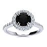1 1/4 Carat Round Shape Halo Black Diamond Engagement Ring In 14 Karat White Gold Image-1