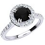 1 1/4 Carat Round Shape Halo Black Diamond Engagement Ring In 14 Karat White Gold Image-2