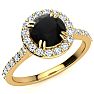 1 1/4 Carat Round Shape Halo Black Diamond Engagement Ring In 14 Karat Yellow Gold Image-2