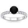 1 1/2 Carat Round Shape Hidden Halo Black Diamond Engagement Ring In 14 Karat White Gold Image-2