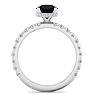 1 1/2 Carat Round Shape Hidden Halo Black Diamond Engagement Ring In 14 Karat White Gold Image-3
