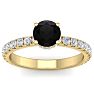 1 1/2 Carat Round Shape Hidden Halo Black Diamond Engagement Ring In 14 Karat Yellow Gold Image-2
