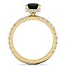 1 1/2 Carat Round Shape Hidden Halo Black Diamond Engagement Ring In 14 Karat Yellow Gold Image-3