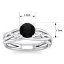 1 Carat Round Black Diamond Solitaire Intricate Vine Engagement Ring In 14 Karat White Gold Image-5