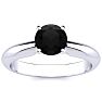 1 Carat Black Diamond Solitaire Engagement Ring In 14 Karat White Gold Image-1