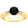 1 Carat Black Diamond Solitaire Engagement Ring In 14 Karat Yellow Gold Image-1