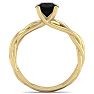 1 Carat Round Black Diamond Solitaire Intricate Vine Engagement Ring With Tapered Band In 14 Karat Yellow Gold Image-3