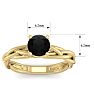 1 Carat Round Black Diamond Solitaire Intricate Vine Engagement Ring With Tapered Band In 14 Karat Yellow Gold Image-5