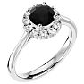1 1/3 Carat Halo Black Diamond Engagement Ring In 14 Karat White Gold Image-2