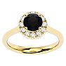 1 1/3 Carat Halo Black Diamond Engagement Ring In 14 Karat Yellow Gold Image-1