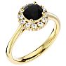 1 1/3 Carat Halo Black Diamond Engagement Ring In 14 Karat Yellow Gold Image-2